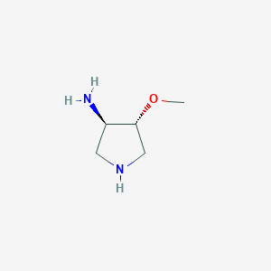 molecular formula C5H12N2O B13061557 3-Pyrrolidinamine, 4-methoxy-, (3R,4R)- 