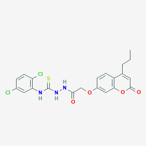 molecular formula C21H19Cl2N3O4S B13061600 N-(2,5-Dichlorophenyl)-2-(2-((2-oxo-4-propyl-2H-chromen-7-yl)oxy)acetyl)hydrazinecarbothioamide 