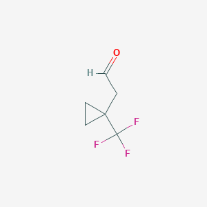 molecular formula C6H7F3O B13061629 Cyclopropaneacetaldehyde, 1-trifluoromethyl- 
