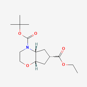 molecular formula C15H25NO5 B13061764 Racemic-(4aS,6S,7aS)-4-tert-butyl6-ethylhexahydrocyclopenta[b][1,4]oxazine-4,6(4aH)-dicarboxylate 
