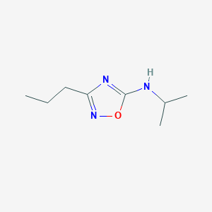 molecular formula C8H15N3O B13061788 Isopropyl-(3-propyl-[1,2,4]oxadiazol-5-YL)-amine 