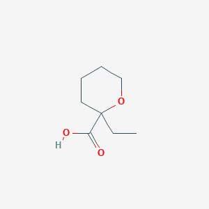 molecular formula C8H14O3 B13061947 2-Ethyloxane-2-carboxylic acid 