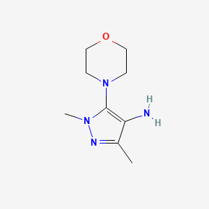 molecular formula C9H16N4O B1306205 1,3-dimethyl-5-morpholino-1H-pyrazol-4-amine CAS No. 568577-87-7