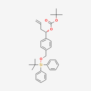 molecular formula C32H40O4Si B13062083 Carbonic acid, 1,1-dimethylethyl (1S)-1-[4-[(1,1-dimethylethyl)diphenylsilyl]oxy]methyl]phenyl]-3-butenyl ester 