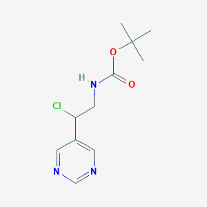 molecular formula C11H16ClN3O2 B13062090 tert-butyl 2-Chloro-2-(pyrimidin-5-yl)ethylcarbamate 