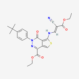 molecular formula C25H26N4O5S B13062099 ethyl 3-(4-tert-butylphenyl)-5-[[(E)-2-cyano-3-ethoxy-3-oxoprop-1-enyl]amino]-4-oxothieno[3,4-d]pyridazine-1-carboxylate 