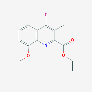 molecular formula C14H14FNO3 B13062121 Ethyl 4-fluoro-8-methoxy-3-methylquinoline-2-carboxylate 