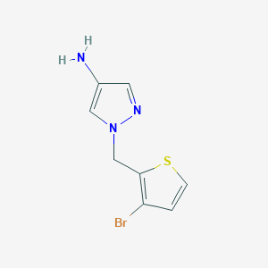molecular formula C8H8BrN3S B13062227 1-[(3-Bromothiophen-2-YL)methyl]-1H-pyrazol-4-amine 