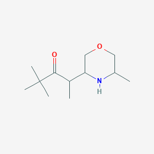 molecular formula C12H23NO2 B13062375 2,2-Dimethyl-4-(5-methylmorpholin-3-yl)pentan-3-one 