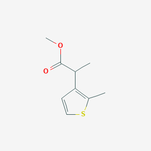 molecular formula C9H12O2S B13062419 Methyl 2-(2-methylthiophen-3-yl)propanoate 