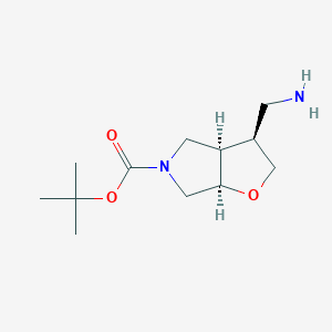 molecular formula C12H22N2O3 B13062436 Racemic-(3R,3aS,6aS)-tert-butyl3-(aminomethyl)tetrahydro-2H-furo[2,3-c]pyrrole-5(3H)-carboxylate 
