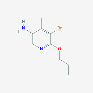 molecular formula C9H13BrN2O B13062526 5-Bromo-4-methyl-6-propoxypyridin-3-amine 