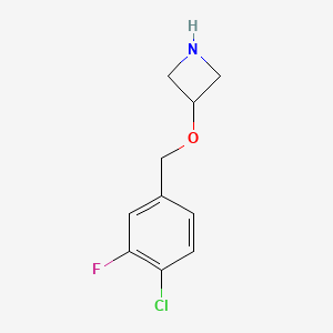 molecular formula C10H11ClFNO B13062716 3-[(4-Chloro-3-fluorobenzyl)oxy]azetidine 