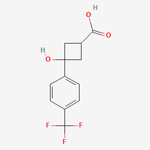 molecular formula C12H11F3O3 B13062763 trans-3-Hydroxy-3-(4-(trifluoromethyl)phenyl)cyclobutanecarboxylic acid 