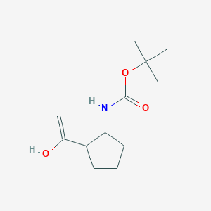 molecular formula C12H21NO3 B13062801 tert-ButylN-[2-(1-hydroxyethenyl)cyclopentyl]carbamate 