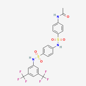 molecular formula C22H17F6N3O5S2 B13063070 N-(4-(N-(4-(N-(3,5-Bis(trifluoromethyl)phenyl)sulfamoyl)phenyl)sulfamoyl)phenyl)acetamide 