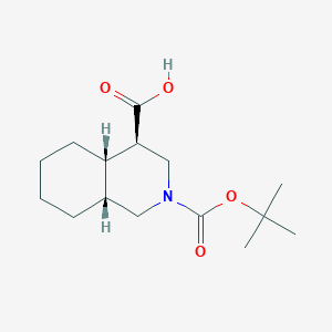 molecular formula C15H25NO4 B13063126 Racemic-(4R,4aR,8aS)-2-(tert-butoxycarbonyl)decahydroisoquinoline-4-carboxylicacid 