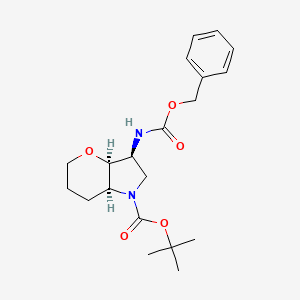 molecular formula C20H28N2O5 B13063169 Racemic-(3R,3aR,7aR)-tert-butyl3-(((benzyloxy)carbonyl)amino)hexahydropyrano[3,2-b]pyrrole-1(2H)-carboxylate 
