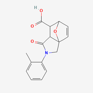 molecular formula C16H15NO4 B1306318 4-Oxo-3-o-tolyl-10-oxa-3-aza-tricyclo[5.2.1.0*1,5*]dec-8-ene-6-carboxylic acid CAS No. 436810-98-9