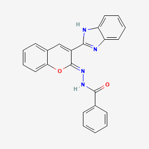molecular formula C23H16N4O2 B13063298 N'-[(2Z)-3-(1H-benzimidazol-2-yl)-2H-chromen-2-ylidene]benzohydrazide 