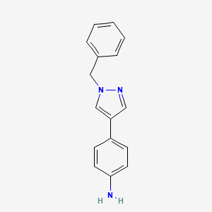 molecular formula C16H15N3 B13063513 4-(1-Benzyl-1H-pyrazol-4-YL)aniline 