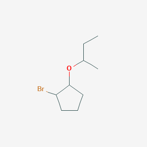molecular formula C9H17BrO B13063623 1-Bromo-2-(butan-2-yloxy)cyclopentane 