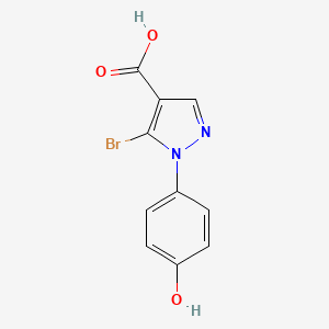 molecular formula C10H7BrN2O3 B13063780 5-Bromo-1-(4-hydroxyphenyl)-1H-pyrazole-4-carboxylic acid 