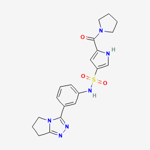 molecular formula C20H22N6O3S B13063805 N-(3-(6,7-dihydro-5h-pyrrolo[2,1-c][1,2,4]triazol-3-yl)phenyl)-5-(pyrrolidine-1-carbonyl)-1h-pyrrole-3-sulfonamide 