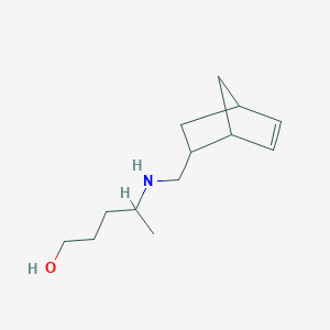 molecular formula C13H23NO B13063945 4-({Bicyclo[2.2.1]hept-5-en-2-ylmethyl}amino)pentan-1-ol 
