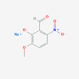 molecular formula C8H6NNaO5 B13063977 Benzaldehyde, 2-hydroxy-3-methoxy-6-nitro-, sodium salt 