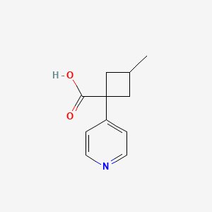 molecular formula C11H13NO2 B13063991 3-Methyl-1-(pyridin-4-yl)cyclobutane-1-carboxylic acid 