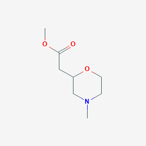 molecular formula C8H15NO3 B13064042 Methyl 2-(4-methylmorpholin-2-yl)acetate 