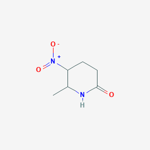 molecular formula C6H10N2O3 B13064060 6-Methyl-5-nitropiperidin-2-one 