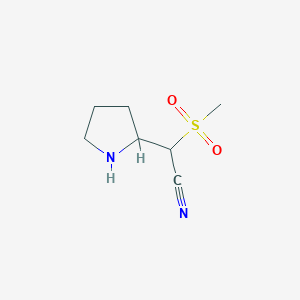 molecular formula C7H12N2O2S B13064091 2-Methanesulfonyl-2-(pyrrolidin-2-yl)acetonitrile 
