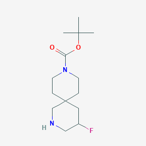 molecular formula C14H25FN2O2 B13064249 tert-Butyl4-fluoro-2,9-diazaspiro[5.5]undecane-9-carboxylate 