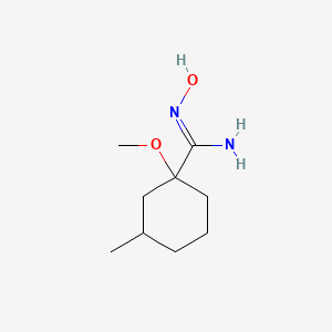 molecular formula C9H18N2O2 B13064285 N'-Hydroxy-1-methoxy-3-methylcyclohexane-1-carboximidamide 