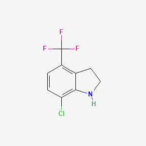 molecular formula C9H7ClF3N B13064300 7-chloro-4-(trifluoromethyl)-2,3-dihydro-1H-indole 