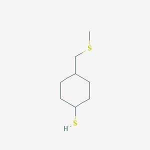 molecular formula C8H16S2 B13064325 4-[(Methylsulfanyl)methyl]cyclohexane-1-thiol 
