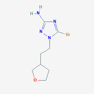 molecular formula C8H13BrN4O B13064355 5-Bromo-1-[2-(oxolan-3-yl)ethyl]-1H-1,2,4-triazol-3-amine 