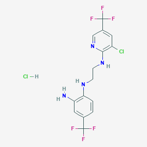 molecular formula C15H14Cl2F6N4 B13064365 N1-(2-((3-chloro-5-(trifluoromethyl)pyridin-2-yl)amino)ethyl)-4-(trifluoromethyl)benzene-1,2-diamine hydrochloride 