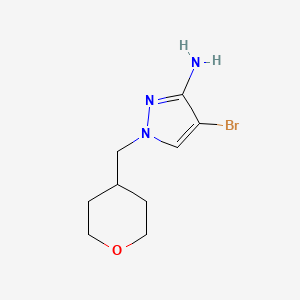 molecular formula C9H14BrN3O B13064497 4-Bromo-1-[(oxan-4-yl)methyl]-1H-pyrazol-3-amine 