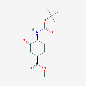 molecular formula C13H21NO5 B13064534 methyl (1R,4S)-4-[(2-methylpropan-2-yl)oxycarbonylamino]-3-oxocyclohexane-1-carboxylate 