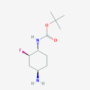 molecular formula C11H21FN2O2 B13064563 tert-ButylN-[(1S,2S,4S)-rel-4-amino-2-fluorocyclohexyl]carbamate 