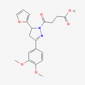 molecular formula C19H20N2O6 B1306457 4-[5-(3,4-Dimethoxyphenyl)-3-(furan-2-yl)-3,4-dihydropyrazol-2-yl]-4-oxobutanoic acid CAS No. 4854-48-2