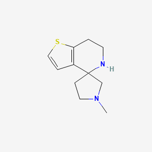molecular formula C11H16N2S B13064618 1-Methyl-6',7'-dihydro-5'H-spiro[pyrrolidine-3,4'-thieno[3,2-c]pyridine] 