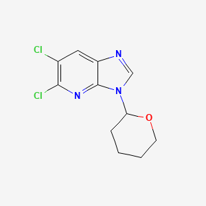 molecular formula C11H11Cl2N3O B13064621 5,6-Dichloro-3-(tetrahydro-2h-pyran-2-yl)-3h-imidazo[4,5-b]pyridine 