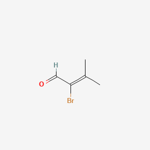molecular formula C5H7BrO B13064753 Crotonaldehyde, 2-bromo-3-methyl- CAS No. 31058-93-2