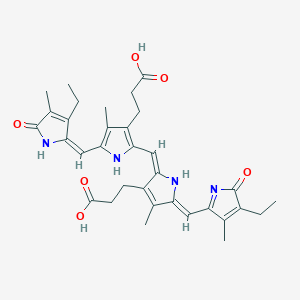 molecular formula C33H38N4O6 B13064761 3-[(2E,5Z)-2-[[3-(2-carboxyethyl)-5-[(E)-(3-ethyl-4-methyl-5-oxopyrrol-2-ylidene)methyl]-4-methyl-1H-pyrrol-2-yl]methylidene]-5-[(4-ethyl-3-methyl-5-oxopyrrol-2-yl)methylidene]-4-methylpyrrol-3-yl]propanoic acid 