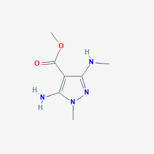 molecular formula C7H12N4O2 B13064812 Methyl 5-amino-1-methyl-3-(methylamino)-1H-pyrazole-4-carboxylate 