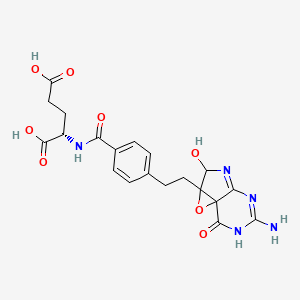 molecular formula C20H21N5O8 B13064850 (2S)-2-[[4-[2-(8-amino-4-hydroxy-10-oxo-2-oxa-5,7,9-triazatricyclo[4.4.0.01,3]deca-5,7-dien-3-yl)ethyl]benzoyl]amino]pentanedioic acid 